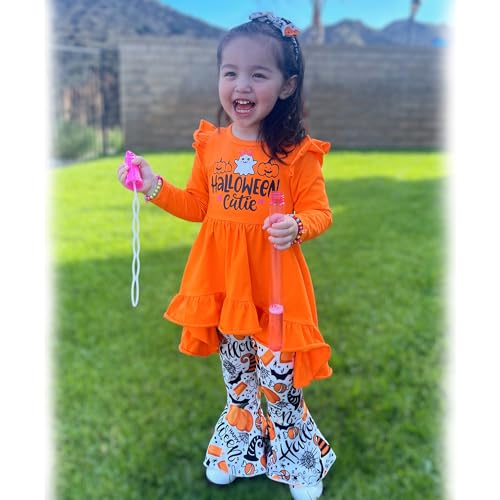 HINTINA Toddler little Girl Bell Bottoms Tunic Floral Outfits Ruffle Long Sleeve Fall Winter Clothes Set3