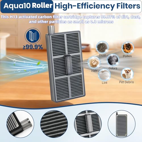 Image of 22 Pack Aqua10 Ultra Roller Accessories Kit for Aqua10 Roller /Aqua10 Ultra Roller Replacement Parts,2 Main Brush 2 Mopping Brushes 4 Hepa Filters 6 Side Brush 6 Vacuum Bags