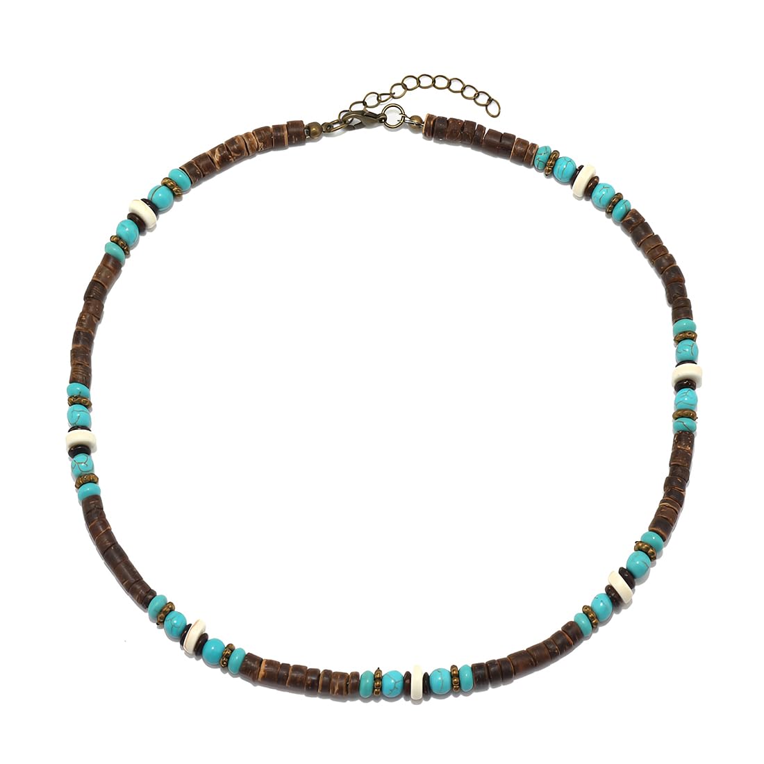 1 Pezzi Surf Collana Con Perle Di Cocco Fatti A Mano, Collana Uomo Perle, Beach Gioielli Da Uomo, Collana Da Surfista, Catena Di Legno Perline Impermeabili, Collana Da Spiaggia (Marrone,A)