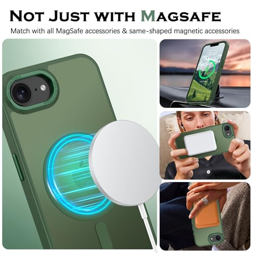 Image of YINLAI for iPhone 16e Case 6.1-inch, Magnetic Slim Matte Anti-Fingerprint, Shockproof Full Body Military Grade Protection for iPhone 16e Cover, Green