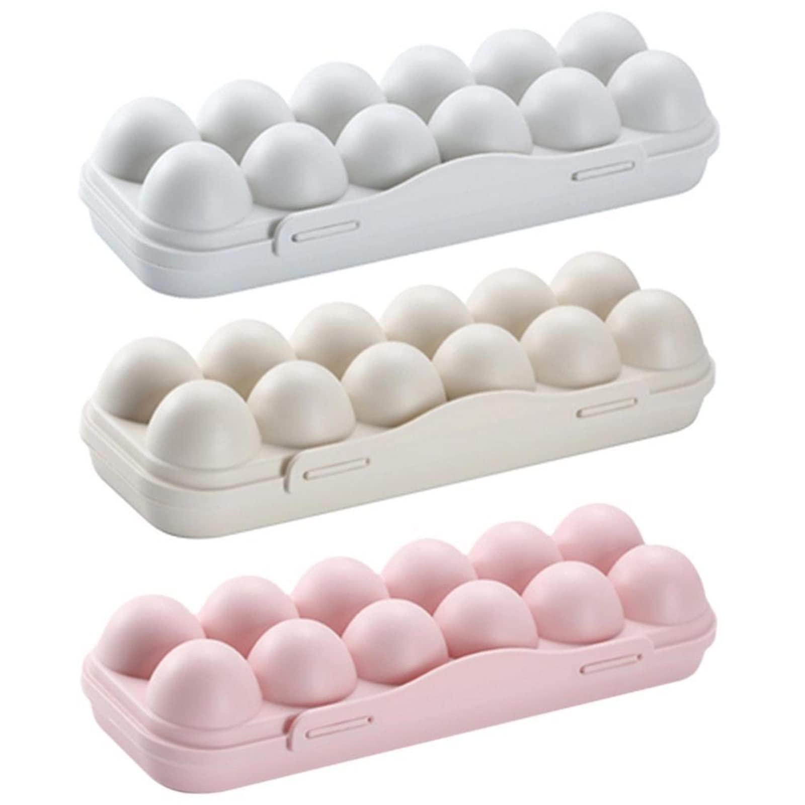 Cubo de Huevos para refrigerador, Soporte para Bandeja de Huevos de 12 Rejillas, Caja de Almacenamiento de Huevos, contenedor de Almacenamiento de refrigerador para Huevos, Almacenamiento en el hogar