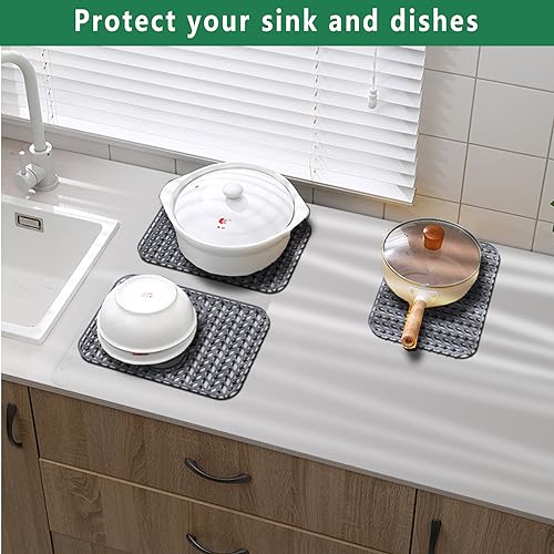 Image of GUUKIN Sink Protectors for Kitchen Sink 19x13 & 24x12.5 & 13x11 & 26x14 & 28x14 & 29x15, Large Silicone Mats Grid for Bottom of Farmhouse Stainless Steel (19x12.5 with 3 Reserved Holes)