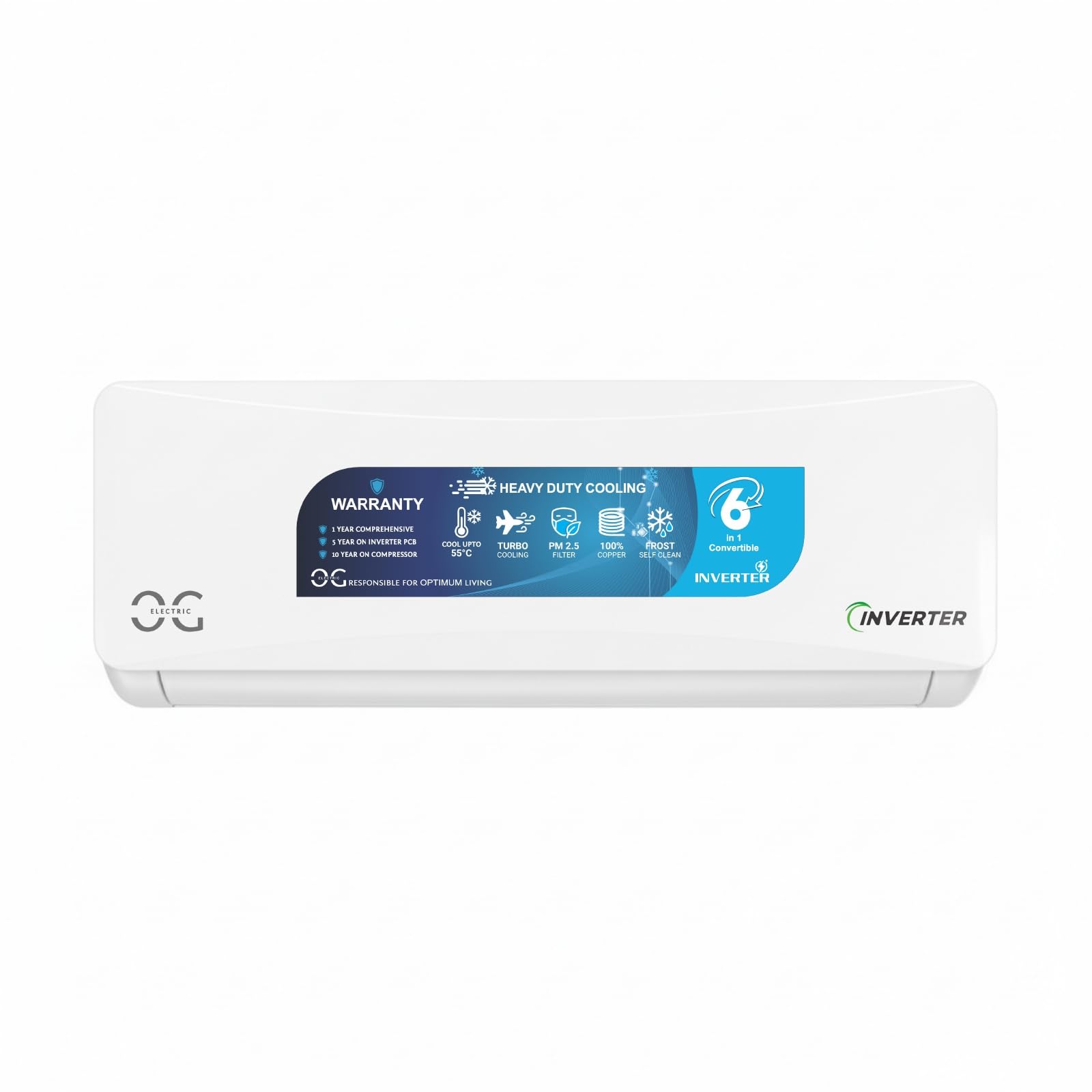 OG ELECTRIC 1.5 ton 3 Star, Inverter Split AC (Copper, 6-in-1 Adjustable Mode, Anti-dust Filter, ASG183IOG-B, White)-picture-20