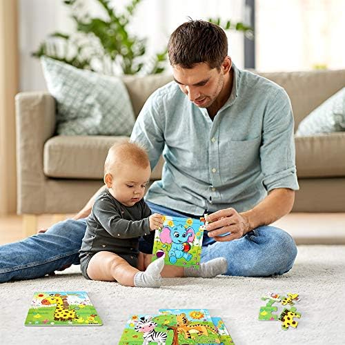 Lekebaby Puzzles for Kids 3 4 5 6 8 Years Old, 9 Pieces Wooden Jigsaw Puzzles with Animals, Preschool Educational Learning Toys for Toddlers (9 Pack) 7
