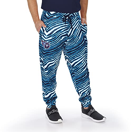 Zubaz Officially Licensed Men's NFL Team Color/White Zebra Jogger, Tennessee Titans, Size Medium