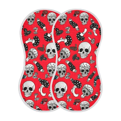 Skulls Mushrooms Diverse Red Burp Cloths for Babies Burp Rag Cotton Spit Up Rag for Babies Newborn