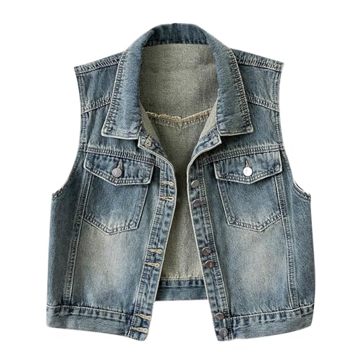 Chaleco sin mangas para mujer, chaleco de motorista para mujer, sin mangas, chaleco vaquero, tallas grandes, chaleco de verano ligero, chaqueta vaquera sin mangas, chaqueta vaquera de entretiempo