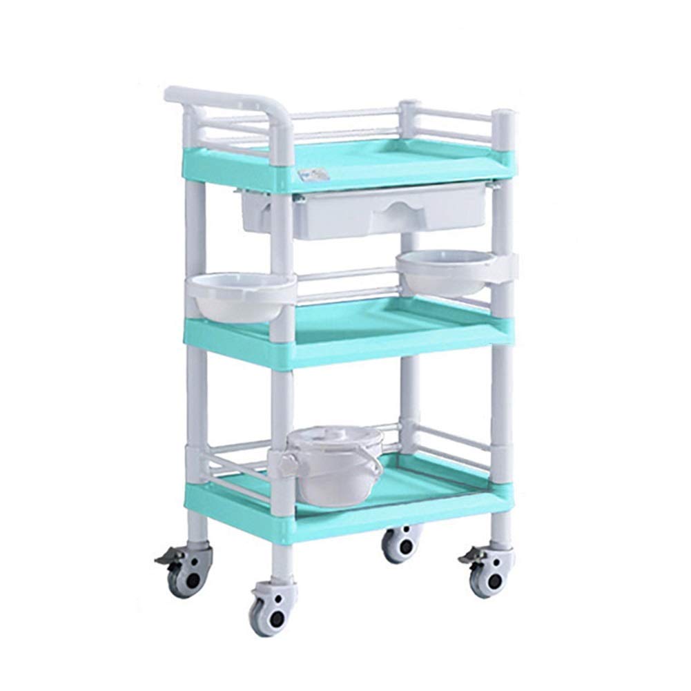 Ruchome Wózki Stojak Do Przechowywania Wózek Do Serwowania Wózek Medyczny 3-Poziomowy Wózek Na Sprzęt Medyczny Na Kółkach, Heavy Duty Abs Salon Kosmetyczny Wózek Użytkowy Z Szufladami Wiadro Na