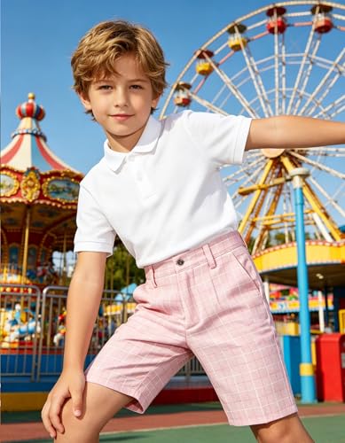 Image of Boy Shorts Kids Stretch School Uniform Clothes Flat Front Dress Casual Shorts with Pockets for Summer