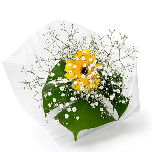 Ramo de Flores Frescas Naturales | Gerbera Amarilla | Ideal para Regalo, Detalle Romántico, Decoración y Eventos | Preparación Artesanal