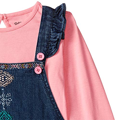 Image of miniklub Girls Navy Blue Dunagree With Pink Solid Top