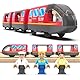 LiRiQi Eisenbahn elektrische lok Holzeisenbahn Zug Kinder, Batteriebetriebener Lokomotivzug, Motorzug kompatibel mit Thomas Brio, Geschenk Spielzeug für Junge Mädchen ab 3 Jahren, Rot