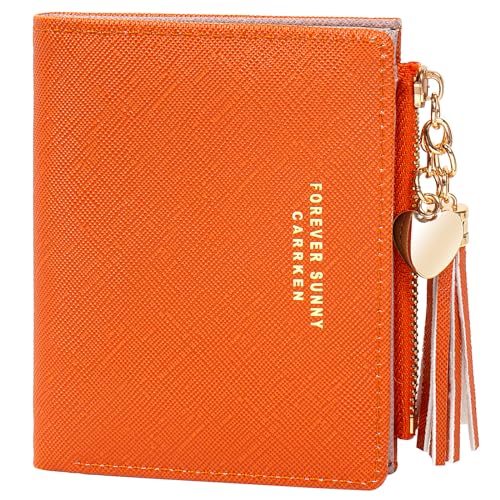 Image of KOTORA Small Wallet RFID Blocking Womens Lady Teenager Girls Personalized Initial Gift Preppy Monogrammed Letter Mini Purse for Travel Credit ID Cards Cash Coin Slot Holder Organizer (Orange)
