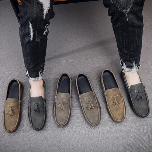 Men's Soft Leather Moccasin Boat Shoes Classic Tassel Low-Top Penny Shoes Comfortable Slip-On Non-Slip Walking Loafers4