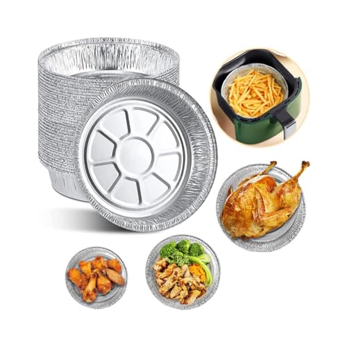 アルミ鍋 使い捨て アルミプレート 50PCS キャンプ バーベキュー 錫 アルミバーベキュープレート バーベキュードリップパン 食器 エアフライヤーベーキング 調理 保管 焙煎 魚焼きグリル用 アウトドア キャンプ用品 (7インチ)