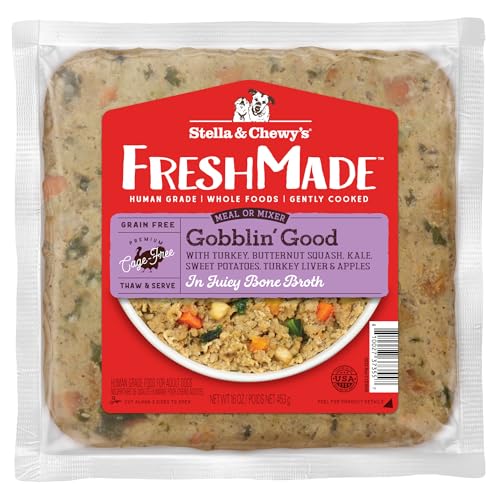 Stella & Chewy's FreshMade Frozen Fresh Grain-Free Gobblin' Good Dog Food, 16-oz pouch (Pack of 4)