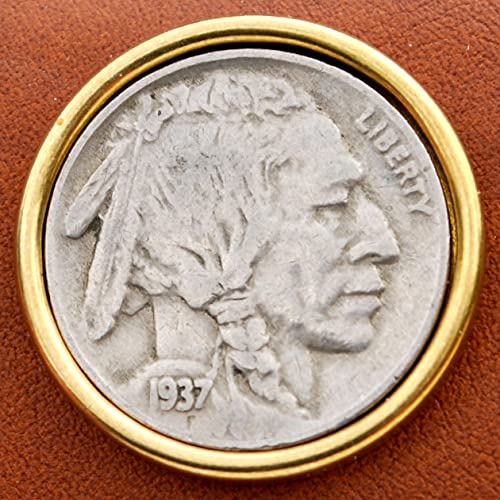 US 1937 Indian Head Buffalo Nickel 5 Cents Coin PU Leather Wallet2