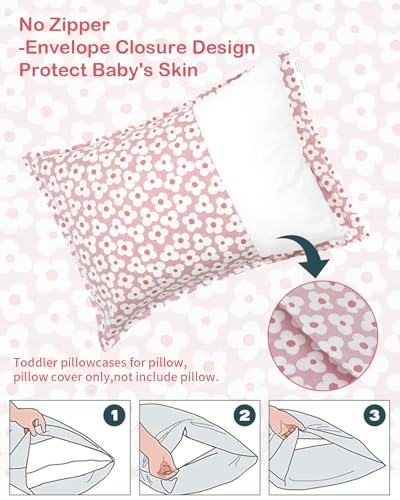 Image of ALVABABY Toddler Pillowcases 2 Pack Organic Cotton Kids Pillow Cover Fit 13 inchx 18 inch or 12 inchx28 inch Envelope for Girl Boy Travel 2TPW32A