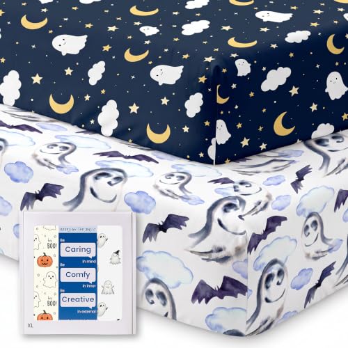 Image of Crib Sheets 28x52x9 Inch, Fitted Baby Mattress Sheets 2 Pack