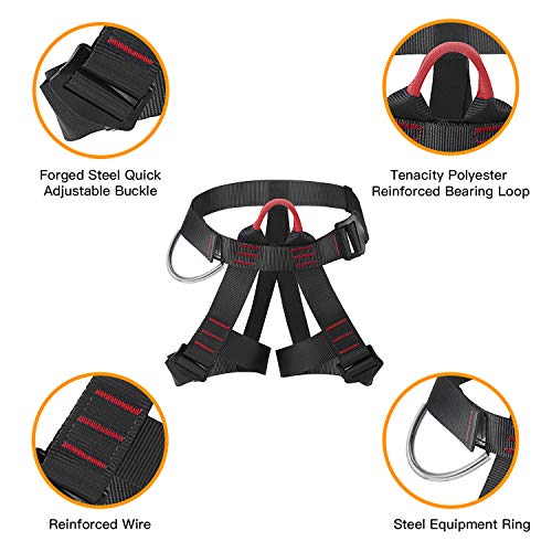 AmazeFan Climbing Harness, Thicken Rock Climbing Harness for Men Women, Protect Waist Safety Harness, Wider Half Body Harness for Mountaineering Rock Climbing Fire Rescuing Rappelling Tree Climbing - Thumbnail 7