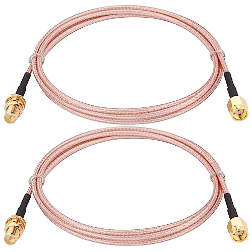 CAPChang WiFi Antenna Extension Cable 2 Pack 3.3FT RP-SMA Male to RP-SMA Female Bulkhead Mount RG316 Cale for WiFi Router Security IP Camera Wireless Mini PCI Express PCIE Network Card Adapter