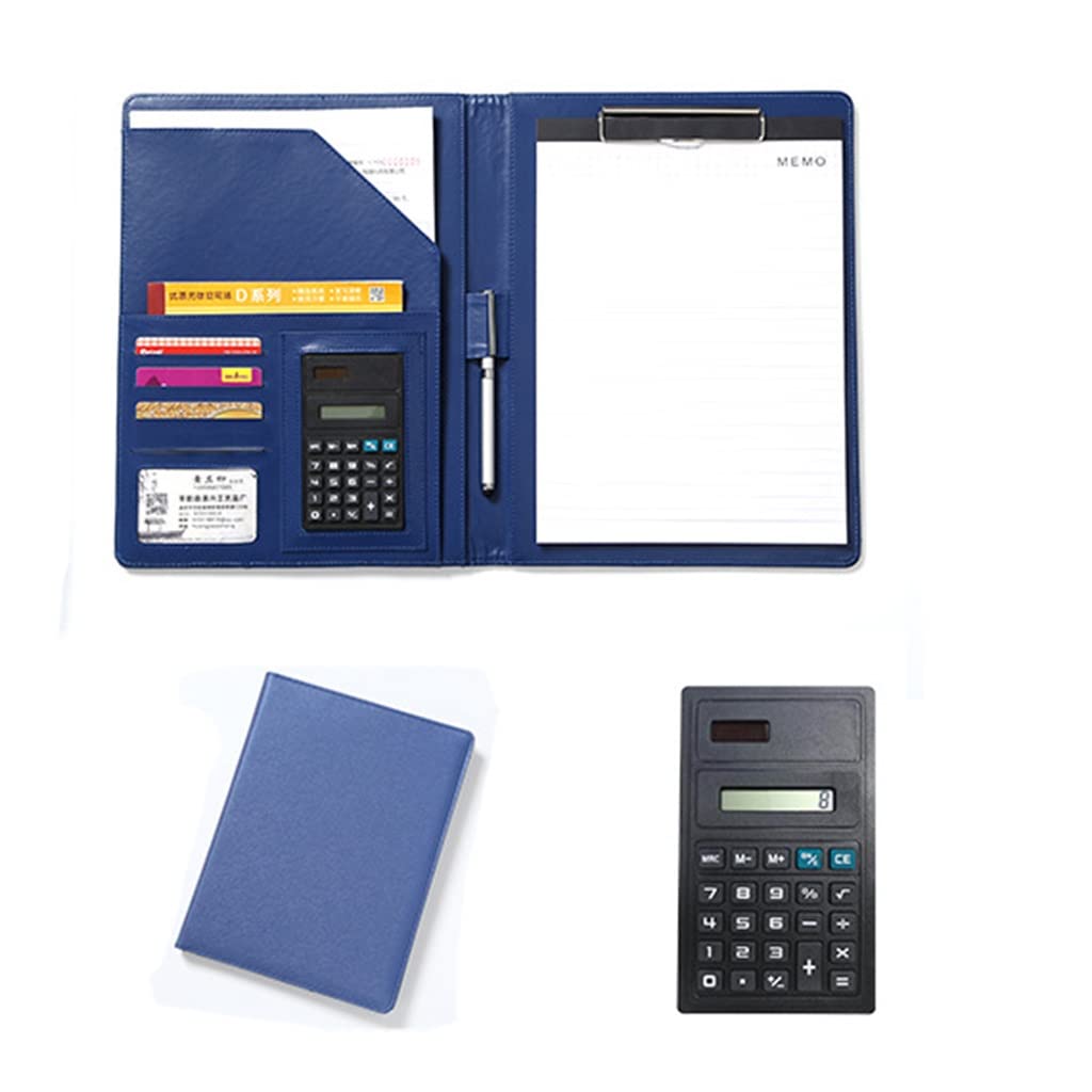 carpeta de portapapeles A4, con almacenamiento de Clipboard Folder Organizer Leather Folder Resume Folder With A4 Size Clipboard(Blauw)