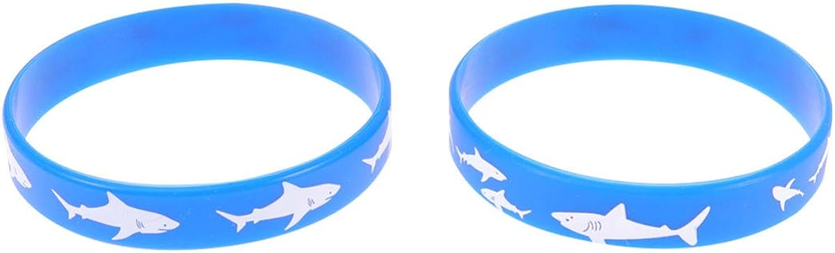 Holibanna 10 pulseras de silicona con forma de tiburón para bebé, fiesta de cumpleaños, color azul