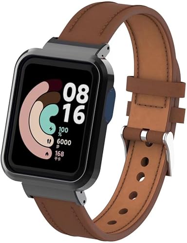 Miniatura 2 de Compatible con Xiaomi Mi Watch LiteRedmi Watch, correa de cuero de repuesto con marco de metal para Xiaomi Redmi Watch Fitness Tracker