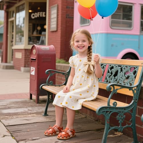 Image of Flaryzone Girls Sandals Closed Toe Summer Flats Dress Sandals Shoes Toddler /Little Kid