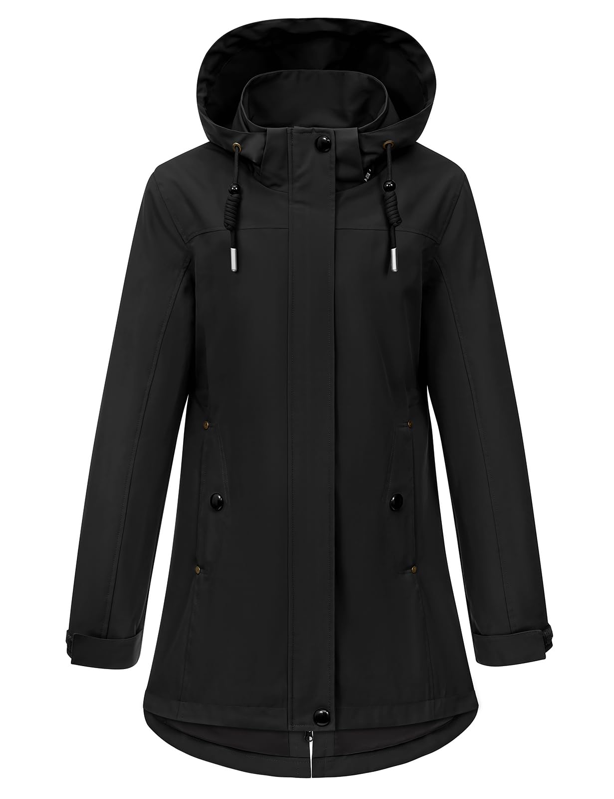 CMTOP Giacca Donna Softshell Impermeabile Antivento, Giacca Mezza Stagione Lungo con Tasche, Primavera Autunno Outdoor Parka Cappotto, Giacche Giubbotto con Cappuccio Removibile