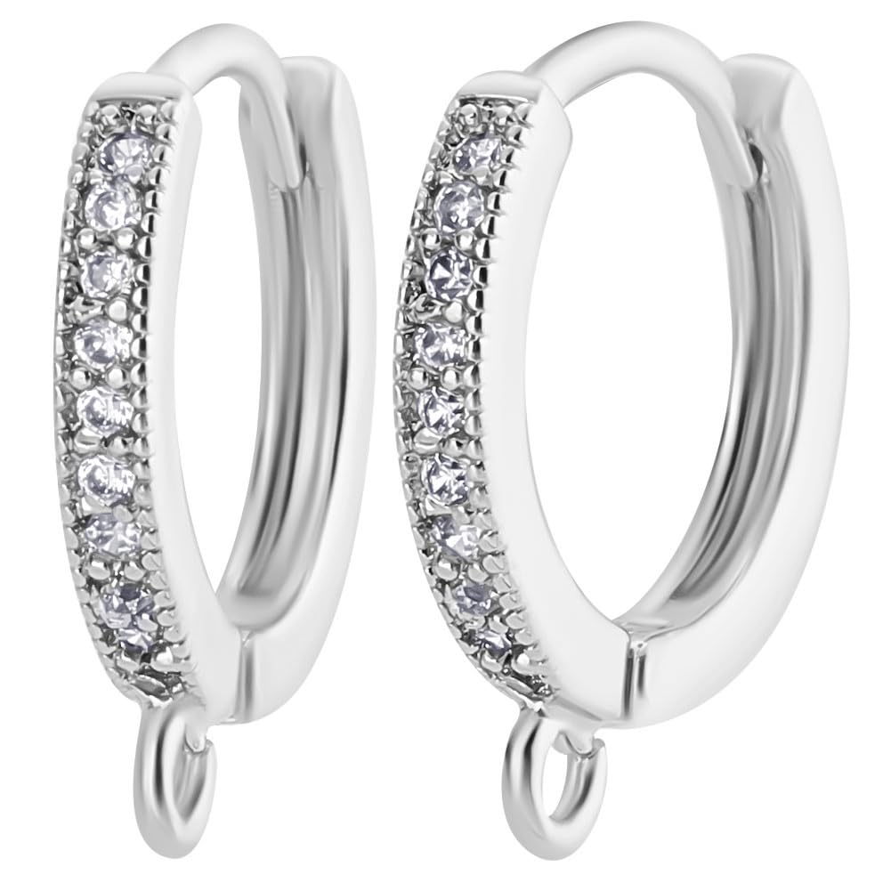 Beebeecraft 1 Box Mit 14 Creolen Beschlägen Mit Zirkonia 925 Creolen Beschläge Aus Sterlingsilber Mit Plattiertem Messing Runde Leverback Ohrring Komponenten Für Die Schmuckherstellung von Frauen