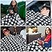 Tuanse 58 x 43 Inches 12 Volt Heated Car Blanket Plug in Portable Car Electric Blanket with Cigarette Lighter, Temperature Controller and Storage Bag for Rv Truck Traveling(Black White,Plaid)