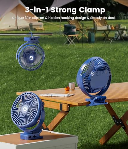 Image of Korbot 8-inch Clip on Fan -20000mAh Portable Fan Battery Rechargeable with 3 Speeds and Strong Airflow, USB Fan Small Desk Fan Personal Quiet Fan for Office Stroller Bedroom and Camping.