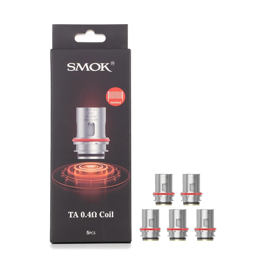 TA Replacement Coils, 0.4 Ohm, Mesh, Unleash Intense Flavor, Dense Clouds Works with T-Air SubTank, Mag Solo Kit, Morph 3 Kit, SMOK Vaping Coils, Pack of 5, No Nicotine