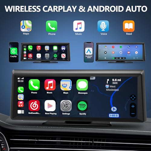 Wireless CarPlay Screen with 2K Dash Cam, 8.1" Portable Touchscreen Car Stereo with CarPlay & Android Auto, 1080P Backup Camera, Voice Control, Bluetooth, Mirror Link, GPS Navigation - Image 3