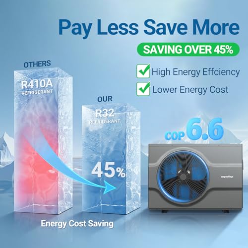 58000 BTU Inverter Swimming Pool Heat Pump for Above Ground Pool 17000 Gallons Electric Pool Heater for In Ground Pools WiFi Control 220v