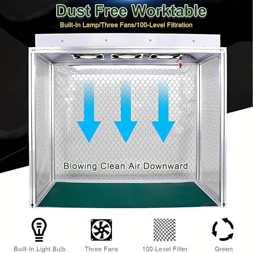 Campana de flujo laminar vertical, banco de limpieza de flujo de aire con filtro HEPA para talleres y laboratorios, área de trabajo de 26 x 12 x 20 pulgadas, ideal para reparación de teléfonos y más