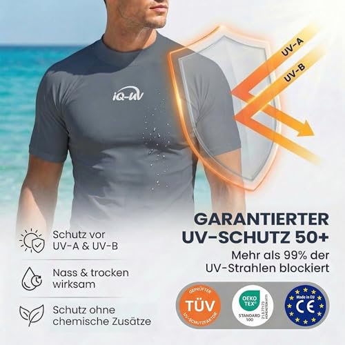 iQ-UV Herren UV 300 Slim Fit Kurzarm T-Shirt, grau (ash), M (50)