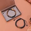 ADRAMATA Beaded Bracelets - 8MM Lava Rock & Tiger Eye Bracelet Set - Natural Stone, Handmade, Adjustable Mens Jewellery Gift #4