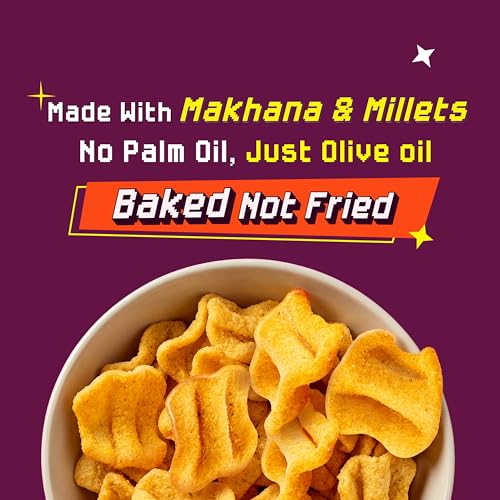Image of Makha Shaka Stix Farmley Pillow Pouch I Healthy Snacks | Namkeen Snacks I Puffed Snacks | Roasted in Olive Oi (70g, Imli Waves)