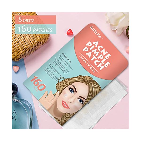 AUSLKA-160-PatchBlemish-Pimple-Patches-Zit-Stickers-Blemish-Spot-Patch-Hydrocolloid-Blemish-Dots-for-Face AUSLKA (160 Patch) Acne Pimple Patches, Zit Stickers, Blemish Spot Patch, Hydrocolloid Acne Pimple Patch for Face Zit…