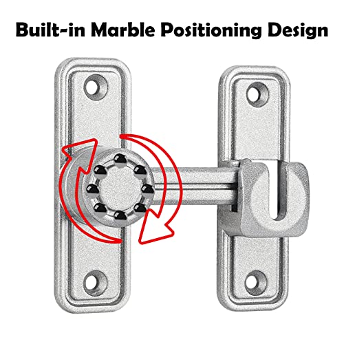 Image of Barn Door Lock Latch, 90 & 180 Degree Heavy Duty Barn Door Latch Hardware Barn Door Locks and Latches Sliding Door Lock Home Safety Gate Locks Fit for Garage, Garden, Bathroom, Cabinet(Silver)