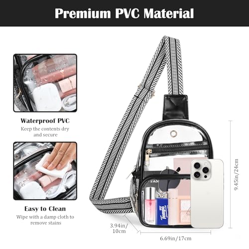 MoKo Clear Bag Stadium Approved - Multi Pockets Clear Sling Purse Crossbody Bag with Adjustable Shoulder Strap2