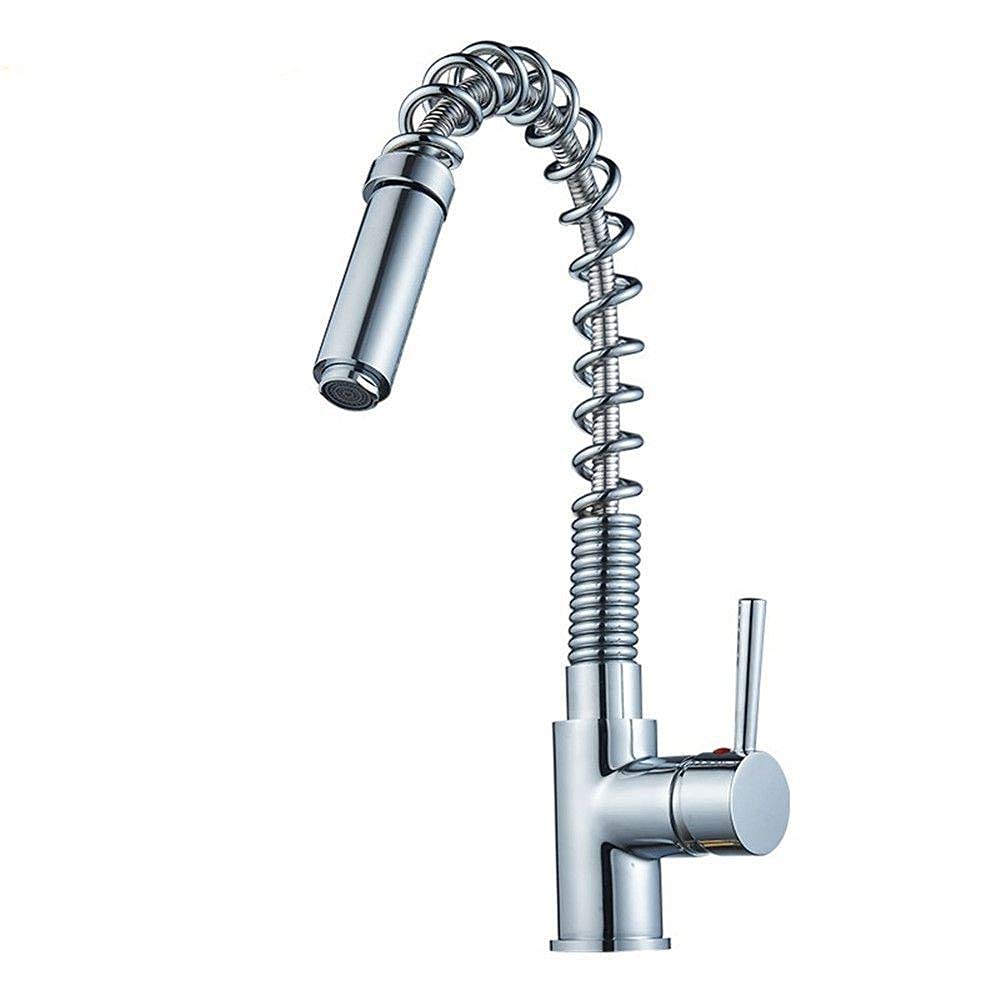 SEE SPECS. All Copper Kitchen Faucet Spring Belt Pull Out Spray Head Faucet Kitchen Sink Faucet Cold Water Mixer Faucet Single Handle Chrome Polishing