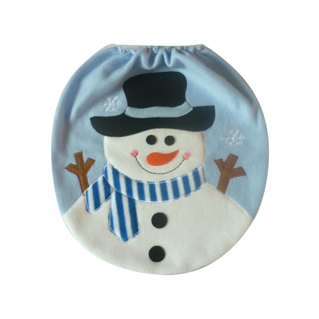 CAKEEYUM 1pc Christmas Snowman Toilet Seat Cover Creative Christmas Snowman Lid Novelty Design Single Toilet Cover Xmas Bathroom Decoration Home Decor(Light Blue) seat bathroom s