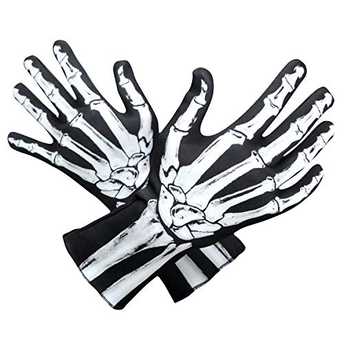 Image of WTACTFUL Skeleton Gloves Men Women, Bone Halloween Long Arm Costume