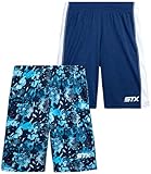 STX Boys' Active Shorts – 2 Pack Lightweight Athletic Shorts (Little Boy/Big Boy), Size 10/12, Blue/Camo