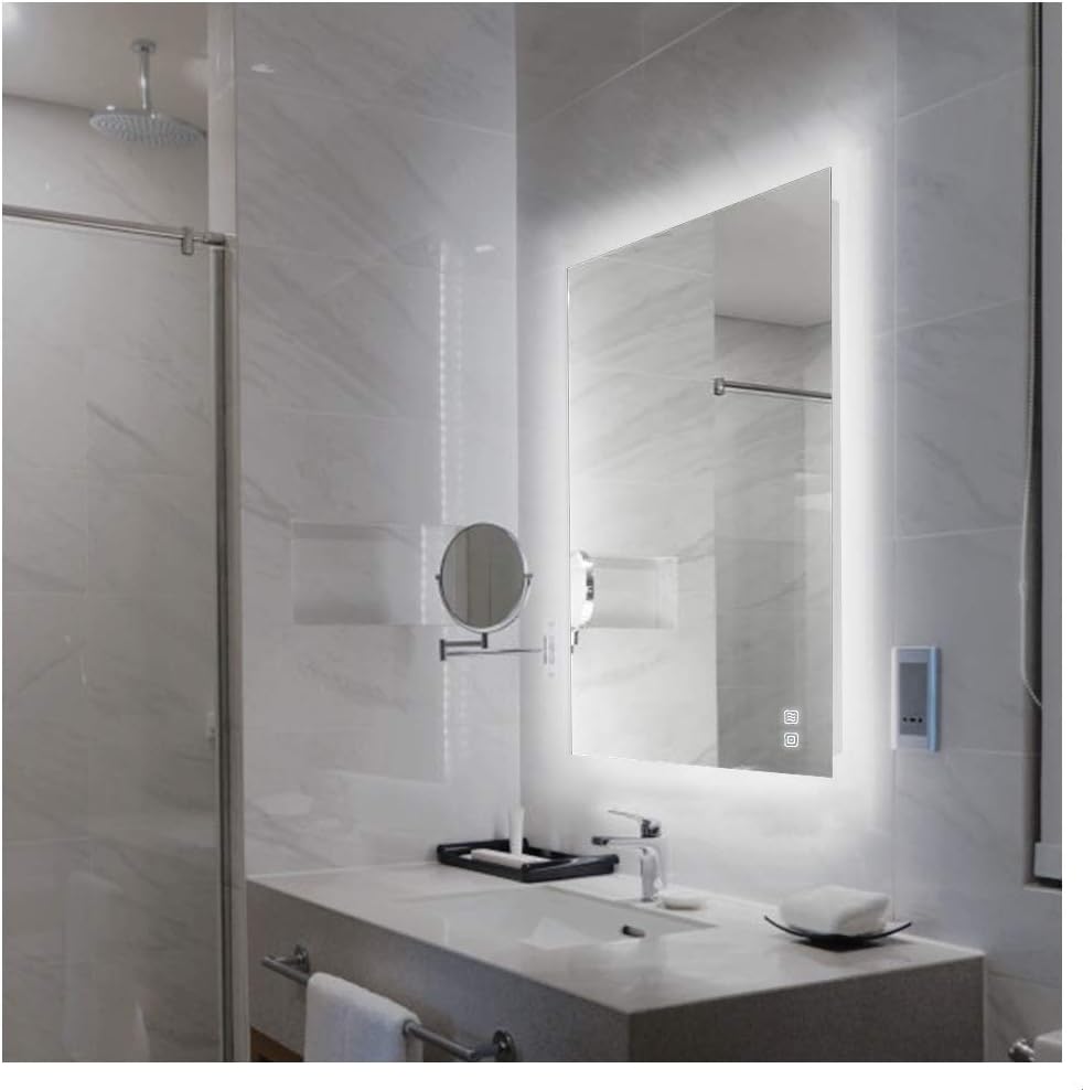 Exclusive Special ROGSFN 32x24 Inch LED Backlit Bathroom Mirror Lighted Frameless Wall Mounted Mirror Dimmable Anti-Fog Makeup Vanity Mirror with Lights(Horizontal/Vertical)