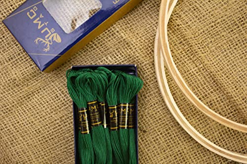 Image of 12 Pieces Emerald Green 923 Premium Embroidery Thread | 100% Egyptian Cotton Premium Skeins | Cross Stitch Embroidery Floss | Oeko TEX Certified Stranded Cotton (Emerald Green)