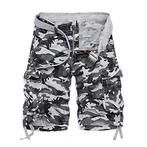 Men's Casual Camouflage Shorts Relaxed Fit Cargo Half Pants Multi Pocket Hiking Short Trouser